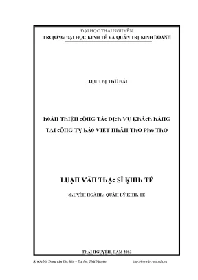 Cải thiện dịch vụ khách hàng tại Bảo Việt Nhân Thọ Phú Thọ