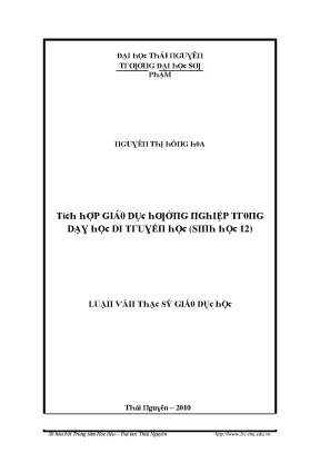 Tích hợp giáo dục hướng nghiệp trong dạy học di truyền