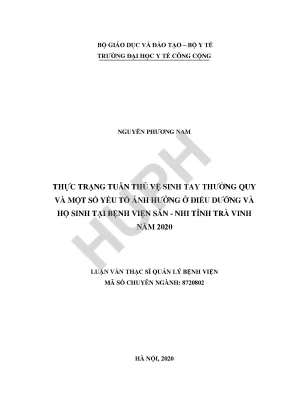 Nghiên Cứu Vệ Sinh Tay và Các Yếu Tố Ảnh Hưởng Tại Bệnh