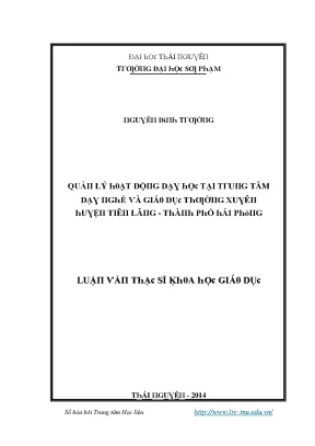 Quản lý hoạt động dạy học tại trung tâm dạy nghề huyện