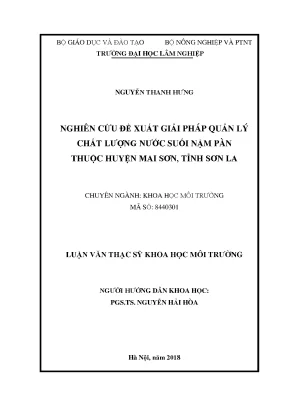 Giải Pháp Quản Lý Chất Lượng Nước Suối Nậm Pàn Tại Huyện