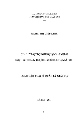 Quản Lý Hoạt Động Du Lịch Tại Đại Học Giao Thông Vận Tải