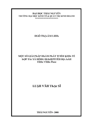 Giải Pháp Phát Triển Kinh Tế Hợp Tác Xã Tại Thái Nguyên
