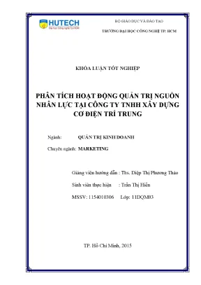 Phân Tích Quản Trị Nguồn Nhân Lực Tại Công Ty TNHH Xây