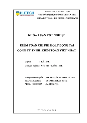 Khóa Luận Tốt Nghiệp Về Kiểm Toán Chi Phí Tại Công Ty