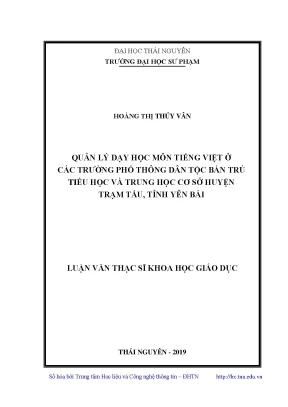 Quản Lý Dạy Học Môn Tiếng Việt Tại Trường Phổ Thông Dân