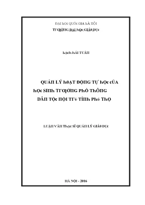 Quản lý hoạt động tự học của học sinh trường phổ thông