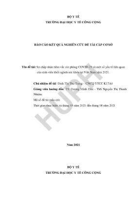 Nghiên Cứu Sự Chấp Nhận Tiêm Vắc Xin COVID-19 Của Sinh 