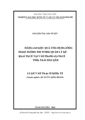 Hiệu Quả Ứng Dụng Công Nghệ Thông Tin Trong Quản Lý Kê 