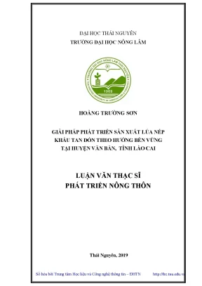 Giải Pháp Phát Triển Sản Xuất Lúa Nếp Khẩu Tan Đón Bền