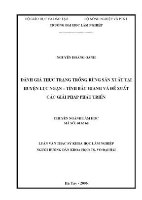Phát Triển Rừng Trồng Tại Huyện Lộc Ngàn, Tỉnh Bắc Giang