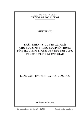 Phát Triển Tư Duy Thuật Giải Cho Học Sinh THPT Tỉnh Hà Giang