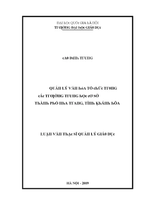 Quản Lý Văn Hóa Tổ Chức Trong Trường Trung Học Cơ Sở Tại