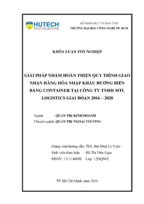 Giải Pháp Hoàn Thiện Quy Trình Giao Nhận Hàng Hóa Nhập