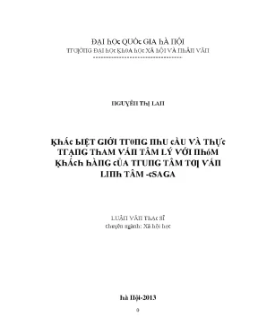 Khác Biệt Giới Trong Nhu Cầu Tham Vấn Tâm Lý Tại Trung