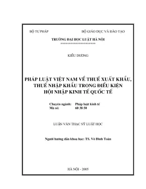 Pháp Luật Việt Nam Về Thuế Xuất Khẩu Và Nhập Khẩu Trong