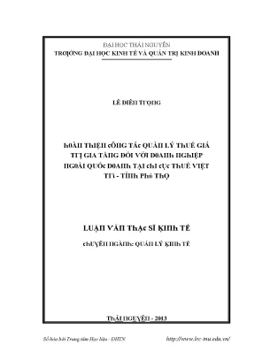 Quản lý thuế giá trị gia tăng đối với doanh nghiệp tại