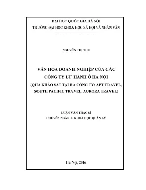 Nghiên Cứu Văn Hóa Doanh Nghiệp Các Công Ty Lữ Hành Tại