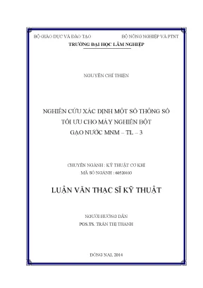 Nghiên Cứu Tối Ưu Hóa Thông Số Cho Máy Nghiền Bột Gạo