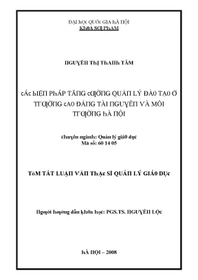 Biện Pháp Tăng Cường Quản Lý Đào Tạo Tại Trường Cao Đẳng