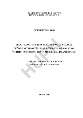 Thực Trạng Quy Tắc Ứng Xử Của Điều Dưỡng Tại Trung Tâm
