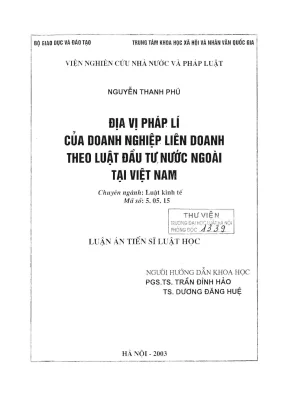 Địa Vị Pháp Lý Của Doanh Nghiệp Liên Doanh Theo Luật Đầu 