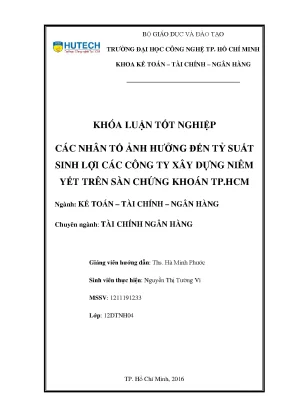 Các Nhân Tố Ảnh Hưởng Đến Tỷ Suất Sinh Lợi Của Các Công 