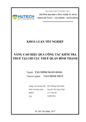 Nâng Cao Hiệu Quả Kiểm Tra Thuế Tại Chi Cục Thuế Quận