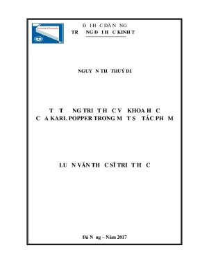 Tư Tưởng Triết Học Về Khoa Học Của Karl Popper: Nghiên