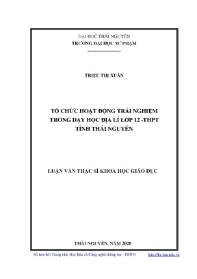 Tổ Chức Hoạt Động Trải Nghiệm Trong Dạy Học Địa Lí Lớp 