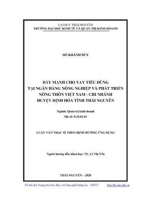 Đẩy Mạnh Cho Vay Tiêu Dùng Tại Ngân Hàng Nông Nghiệp