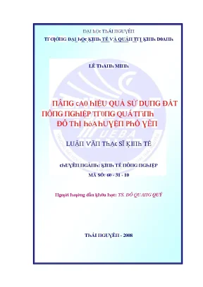 Hiệu Quả Sử Dụng Đất Đô Thị Tại Đại Học Thái Nguyên