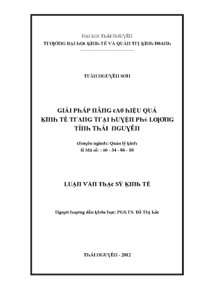 Giải pháp nâng cao hiệu quả kinh tế trang trại huyện Phú