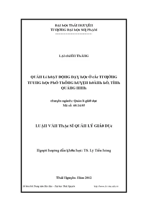 Quản lý hoạt động dạy học tại trường trung học phổ thông