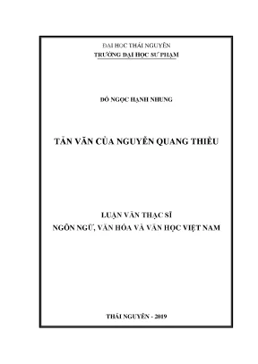 Nghiên Cứu Tản Văn Nguyễn Quang Thiều: Giá Trị Văn Hóa