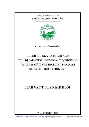 Luận văn nghiên cứu khả năng sản xuất tinh dịch của trâu chiêm hóa tuyên quang và ảnh hưởng của thời gian bảo quản đến chất lượng tinh dịch