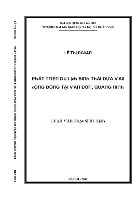 Phát Triển Du Lịch Sinh Thái Cộng Đồng Tại Vân Đồn,