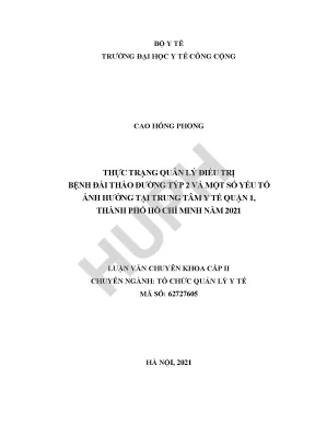 Quản Lý Điều Trị Bệnh Đái Tháo Đường Týp 2 Tại Trung Tâm 