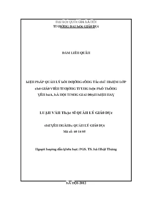 Quản lý bồi dưỡng giáo viên chủ nhiệm lớp tại trường