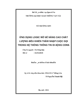 Luận văn ứng dụng logic mờ để nâng cao chất lượng điều khiển thâm nhập cuộc gọi trong hệ thống thông tin di động cdma