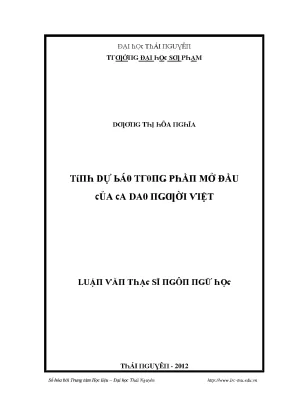 Tính Dự Báo Trong Ca Dao Người Việt: Phân Tích Phần Mở Đầu