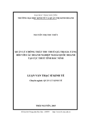 Quản Lý Chống Thất Thu Thuế GTGT Tại Doanh Nghiệp Ngoài