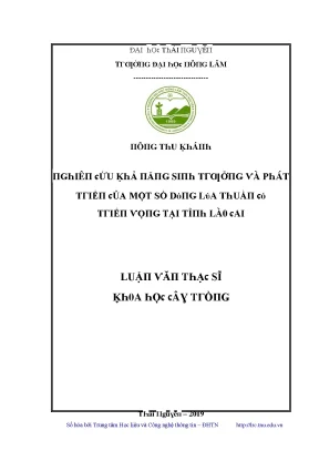Nghiên cứu sinh trưởng và phát triển dòng lúa thuần tại