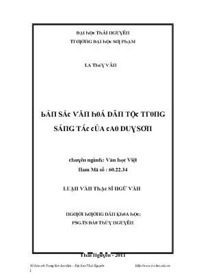 Khám Phá Bản Sắc Văn Hóa Dân Tộc Trong Tác Phẩm Của Cao