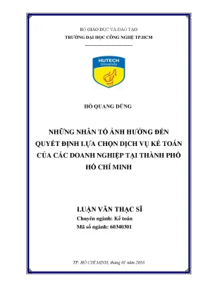Những Nhân Tố Ảnh Hưởng Đến Lựa Chọn Dịch Vụ Kế Toán Tại