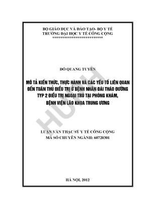 Nghiên Cứu Về Tuân Thủ Điều Trị Bệnh Đái Tháo Đường Typ 