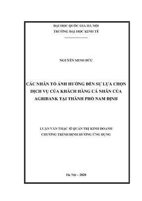 Các Nhân Tố Ảnh Hưởng Đến Lựa Chọn Dịch Vụ Tại Agribank