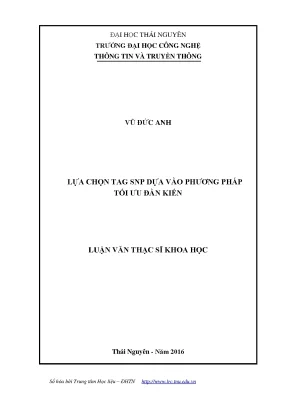 Lựa Chọn Tag SNP Dựa Trên Phương Pháp Tối Ưu Đàn Kiến