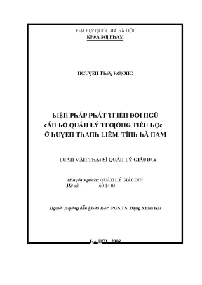 Phát Triển Đội Ngũ Cán Bộ Quản Lý Trường Tiểu Học Tại