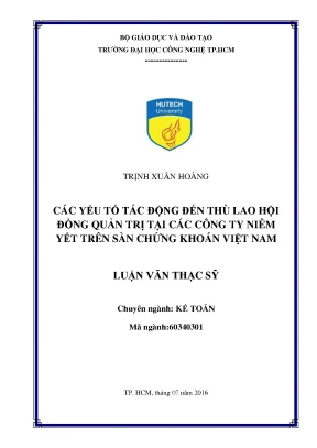 Yếu Tố Tác Động Đến Thù Lao Hội Đồng Quản Trị Tại Các
